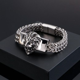 Retro Lejonhuvud I Titanarmband För Män