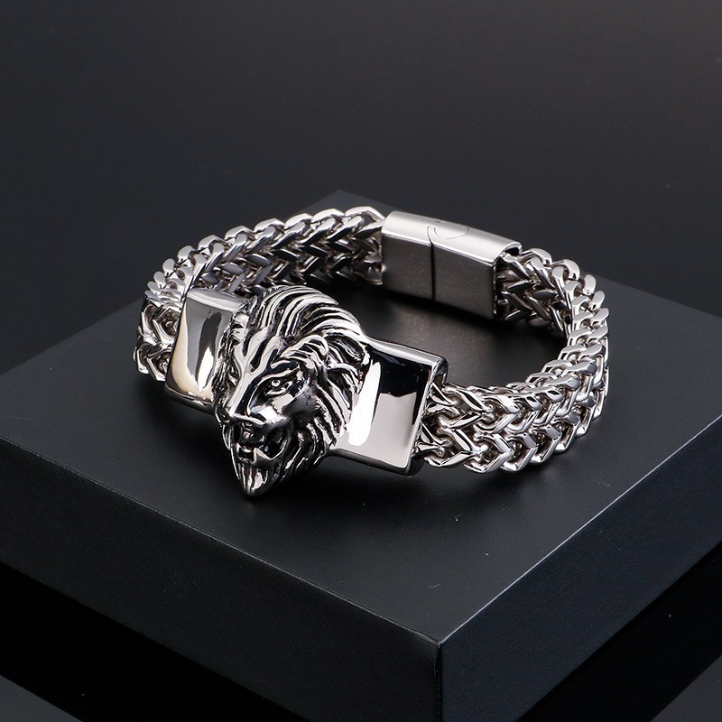 Retro Lejonhuvud I Titanarmband För Män Retro Lejonhuvud I Titanarmband För Män