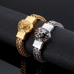 Retro Lejonhuvud I Titanarmband För Män