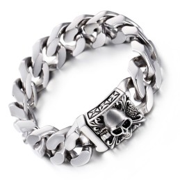 Kubanskt Titanarmband Med Dödskalle I Titan För Män