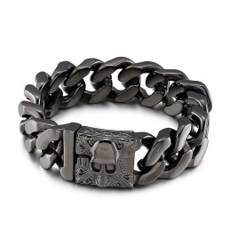 Kubanskt Titanarmband Med Dödskalle I Titan För Män