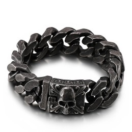 Kubanskt Titanarmband Med Dödskalle I Titan För Män