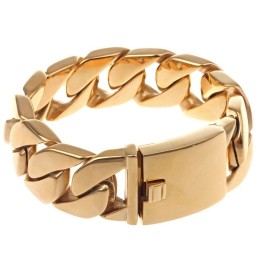 Titanarmband För Män, Kuba, Tjockt Armband, Hiphop, Trendigt Herrarmband Med Elektroplätering I 18 Karat Guld, Titan