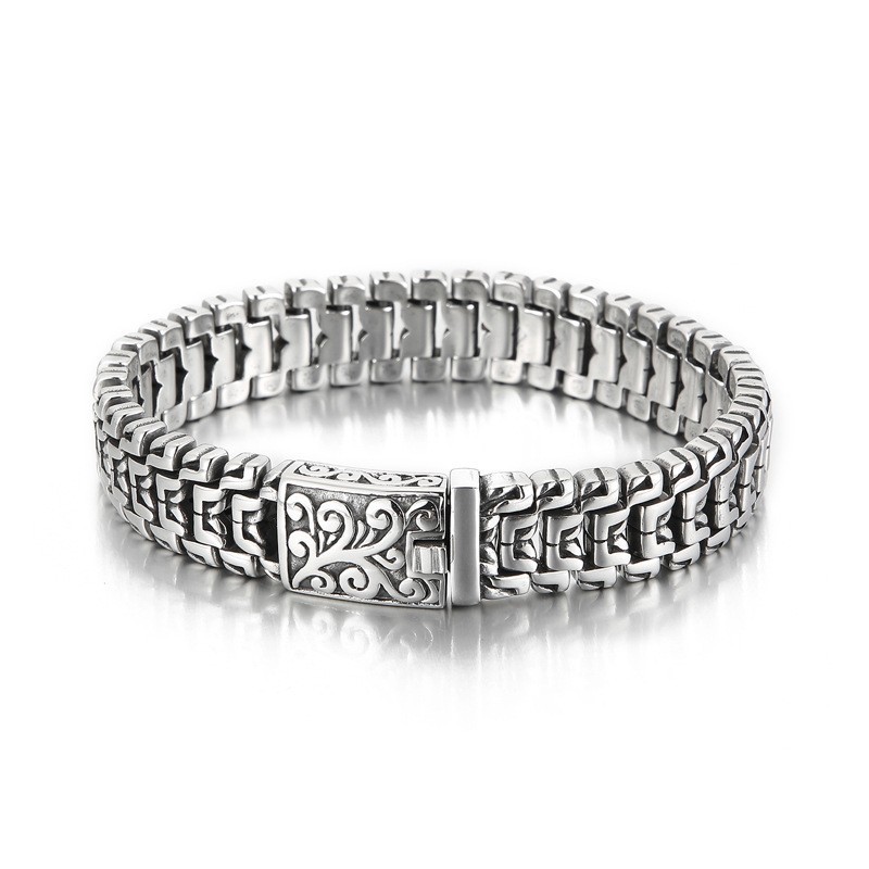 Populärt Coolt Hiphop-Blommigt Titanarmband För Män Populärt Coolt Hiphop-Blommigt Titanarmband För Män