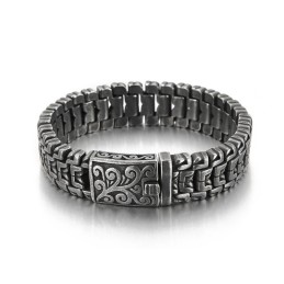 Populärt Coolt Hiphop-Blommigt Titanarmband För Män