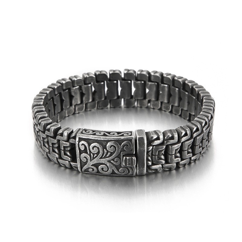 Populärt Coolt Hiphop-Blommigt Titanarmband För Män Populärt Coolt Hiphop-Blommigt Titanarmband För Män
