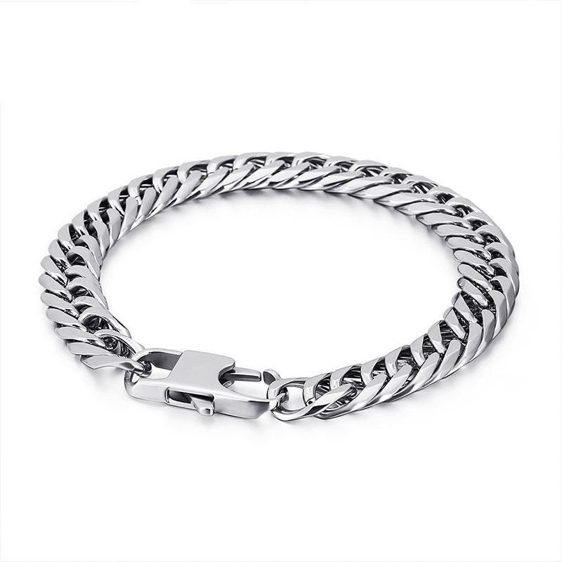 Tide Accessories Fashion Titan Herrarmband Med Fyrkantigt Spänne Och Kedja I Titan Tide Accessories Fashion Titan Herrarmband Med Fyrkantigt Spänne Och Kedja I Titan