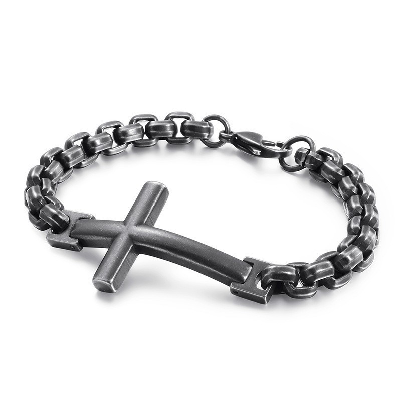 Titan Tide Herrarmband Titan Herrarmband Med Kors Och Fyrkantigt Mönster Tide Herraccessoarer Titan Tide Herrarmband Titan Herrarmband Med Kors Och Fyrkantigt Mönster Tide Herraccessoarer