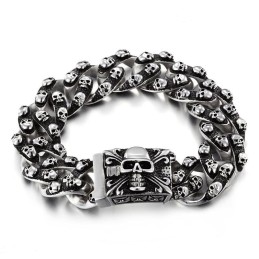 Coolt Retro Skull Herrarmband I Titan Rock Chic Spökhuvudarmband Tide Herraccessoarer