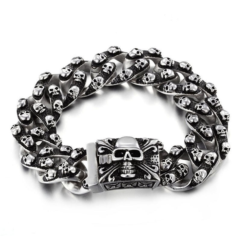 Coolt Retro Skull Herrarmband I Titan Rock Chic Spökhuvudarmband Tide Herraccessoarer Coolt Retro Skull Herrarmband I Titan Rock Chic Spökhuvudarmband Tide Herraccessoarer