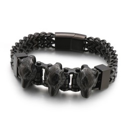 Wolf Head Herrarmband I Titan