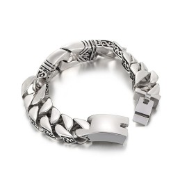 Retro Chic Vindmönster Porträtt Gjutmönster Kant Titanarmband Herr