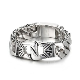 Retro Chic Vindmönster Porträtt Gjutmönster Kant Titanarmband Herr