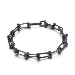 Herr- Och Damerarmband Med Titan Och Hästskospänne, U-Format Spänne