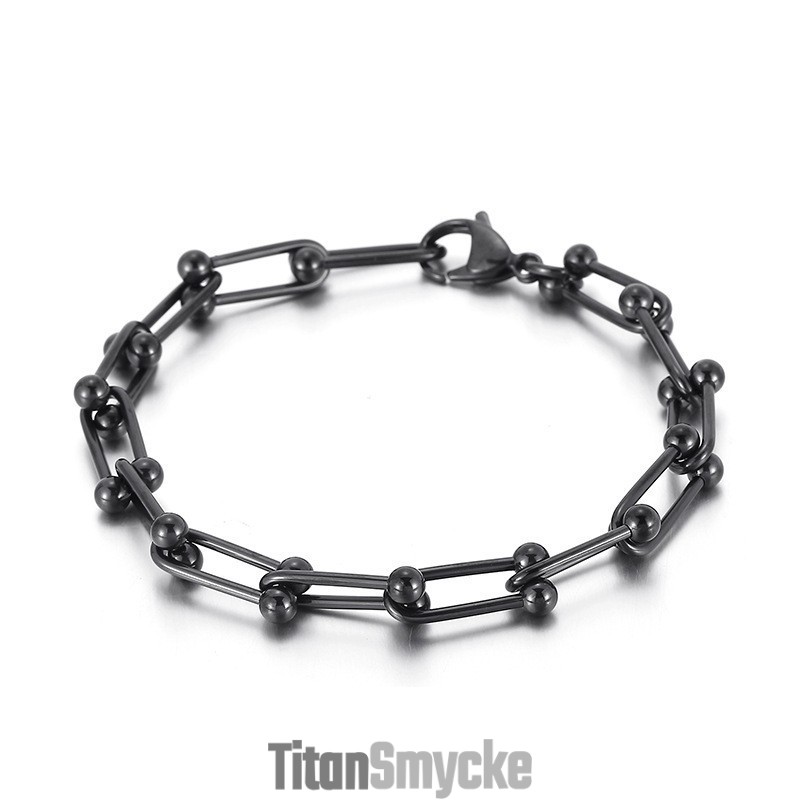 Herr- Och Damerarmband Med Titan Och Hästskospänne, U-Format Spänne