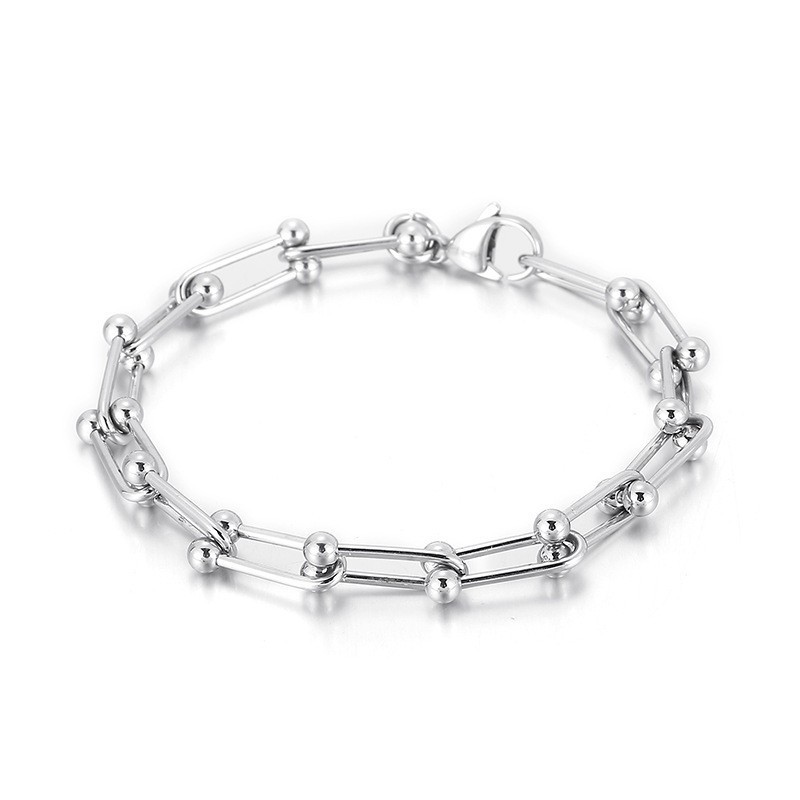 Herr- Och Damerarmband Med Titan Och Hästskospänne, U-Format Spänne Herr- Och Damerarmband Med Titan Och Hästskospänne, U-Format Spänne