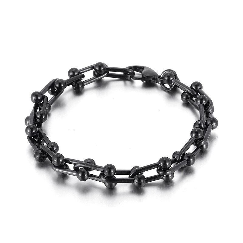 Herr- Och Damerarmband Med Titan Och Hästskospänne, U-Format Spänne Herr- Och Damerarmband Med Titan Och Hästskospänne, U-Format Spänne