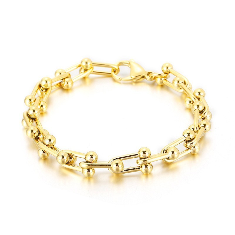 Herr- Och Damerarmband Med Titan Och Hästskospänne, U-Format Spänne Herr- Och Damerarmband Med Titan Och Hästskospänne, U-Format Spänne