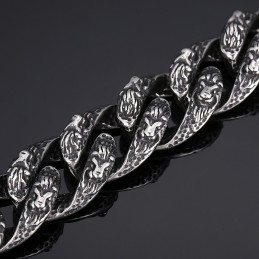 Vintage Coolt Lejonhuvud I Titanarmband För Män