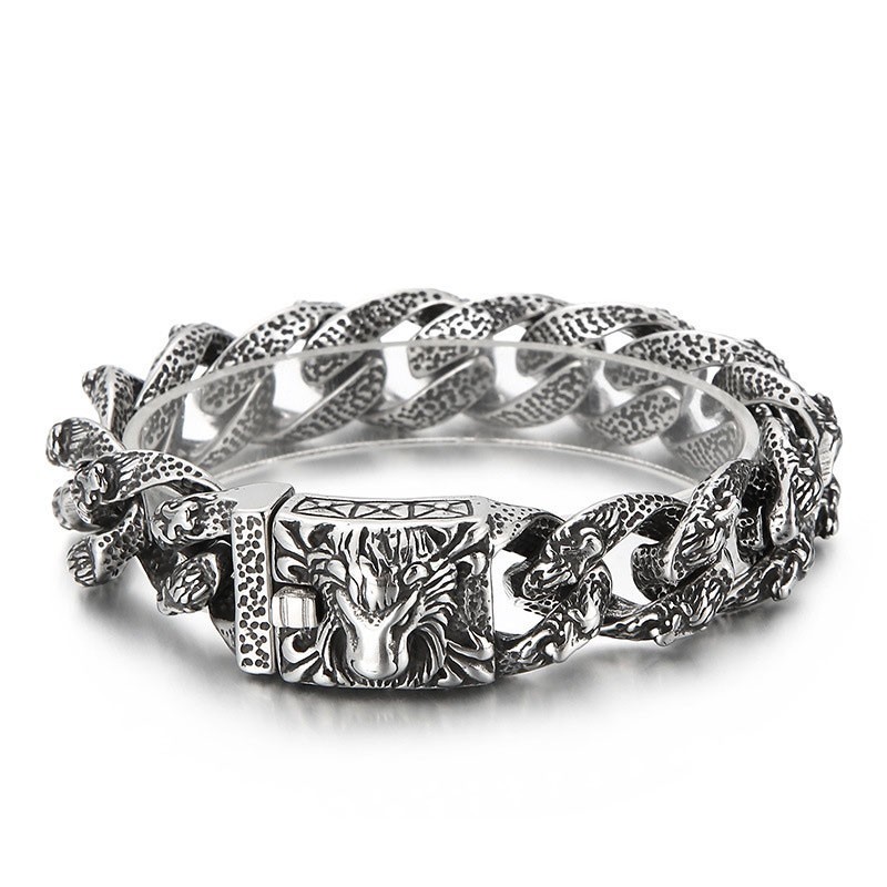 Vintage Coolt Lejonhuvud I Titanarmband För Män Vintage Coolt Lejonhuvud I Titanarmband För Män