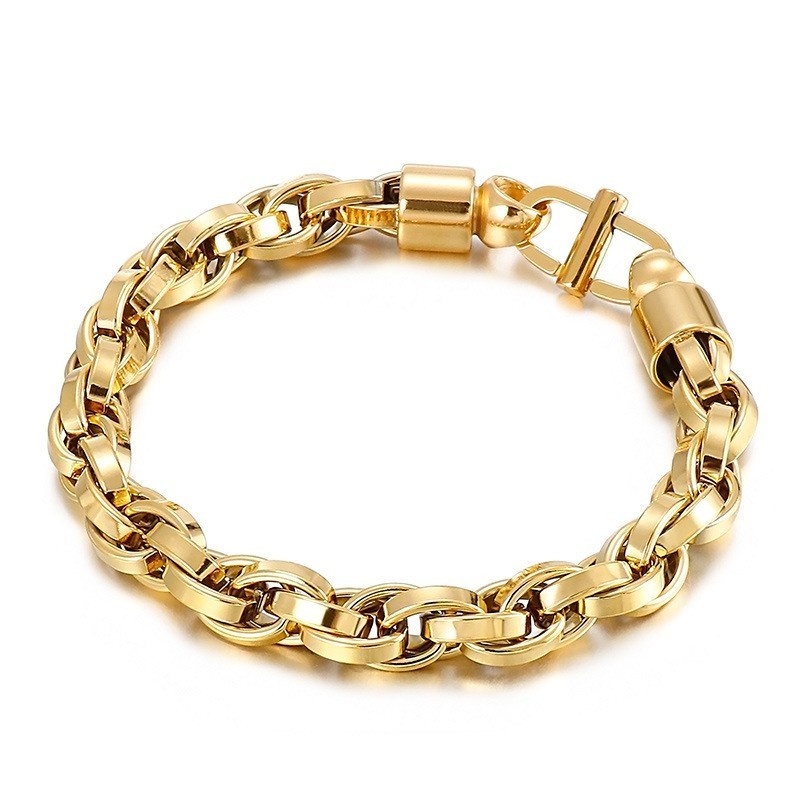 Ovalt Twist Chain Day Character Clasp Titanarmband För Herrar Ovalt Twist Chain Day Character Clasp Titanarmband För Herrar