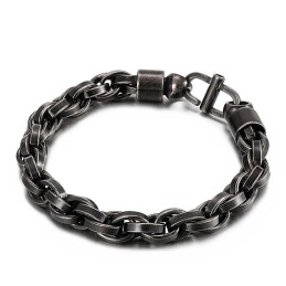 Herrhalsband Med Ovalt Vridet Mönster Och Solburstspänne I Titan
