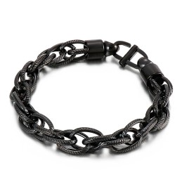 Herrhalsband Med Ovalt Vridet Mönster Och Solburstspänne I Titan