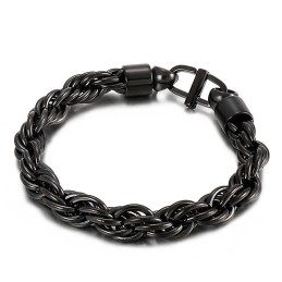 Herrhalsband Med Ovalt Vridet Mönster Och Titanarmband Med Dagspänne