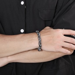 Populärt Retro Ny Listning Svart Handdragande Mönster Titan Herrarmband