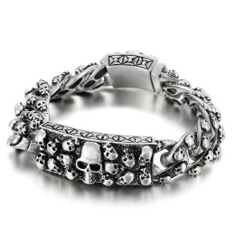 Vintage Cool Rock Skull Titanarmband För Herrar