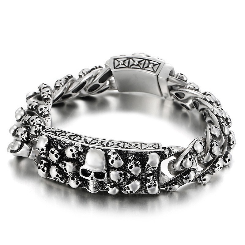 Vintage Cool Rock Skull Titanarmband För Herrar Vintage Cool Rock Skull Titanarmband För Herrar