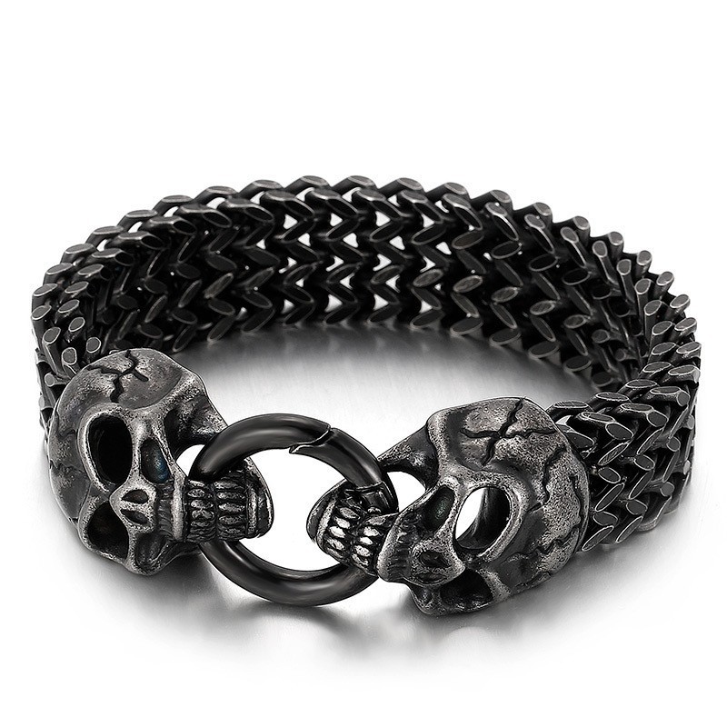 Elegant Trendigt Titanarmband Med Dödskalle Till Salu Elegant Trendigt Titanarmband Med Dödskalle Till Salu