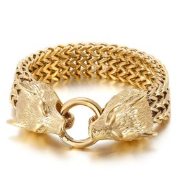 Elegant Trendigt Titanarmband Med Varghuvud