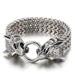Elegant Trendigt Titanarmband Med Varghuvud