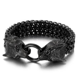 Elegant Trendigt Titanarmband Med Varghuvud