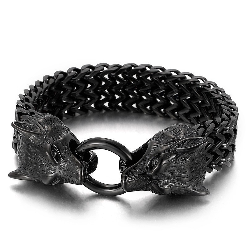 Elegant Trendigt Titanarmband Med Varghuvud Elegant Trendigt Titanarmband Med Varghuvud