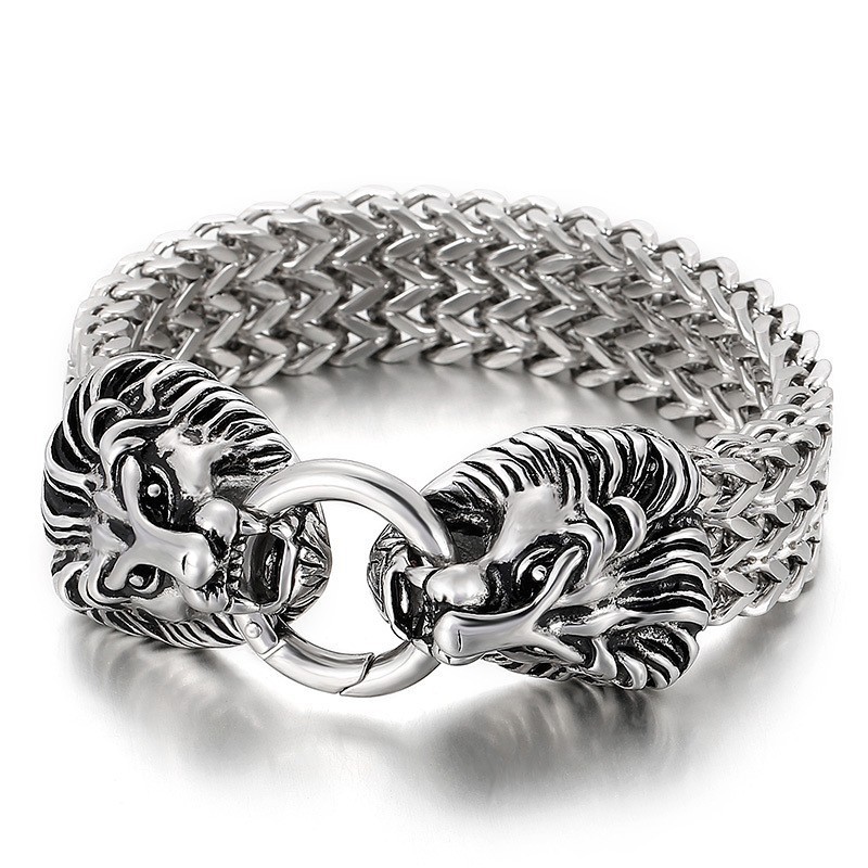 Elegant Trendigt Titanarmband Med Lejonhuvud Elegant Trendigt Titanarmband Med Lejonhuvud