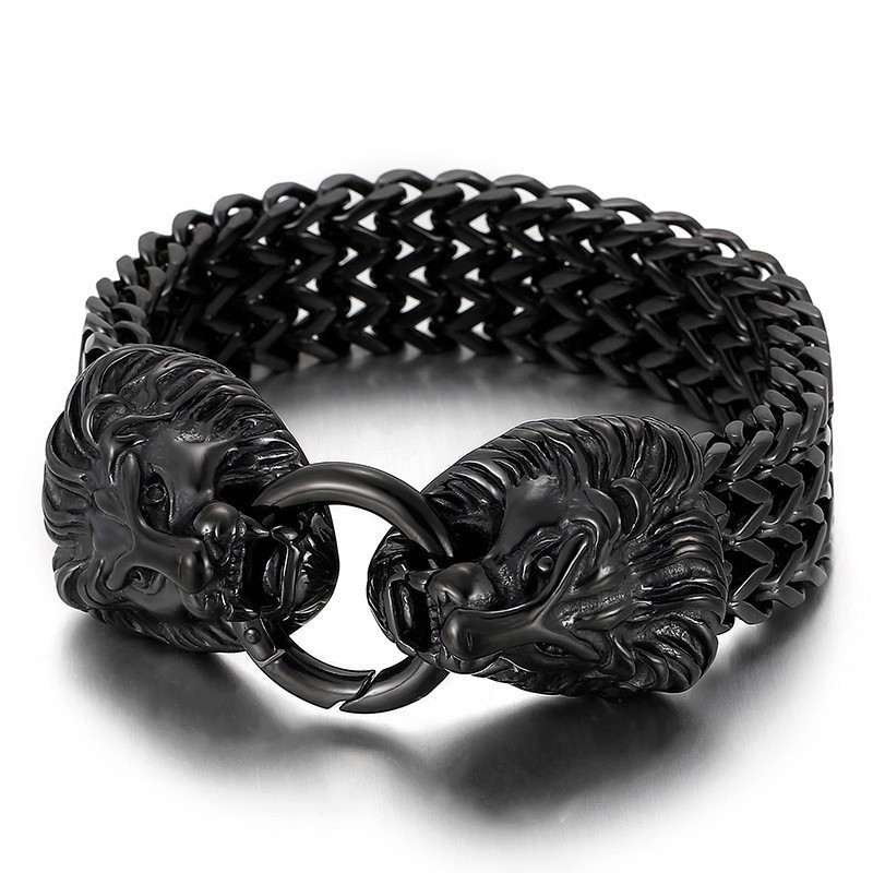 Elegant Trendigt Titanarmband Med Lejonhuvud Elegant Trendigt Titanarmband Med Lejonhuvud