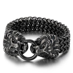 Elegant Trendigt Titanarmband Med Lejonhuvud