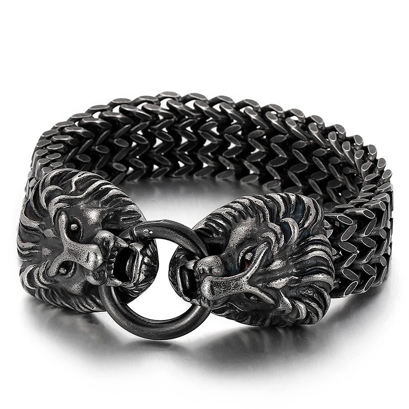 Elegant Trendigt Titanarmband Med Lejonhuvud Elegant Trendigt Titanarmband Med Lejonhuvud