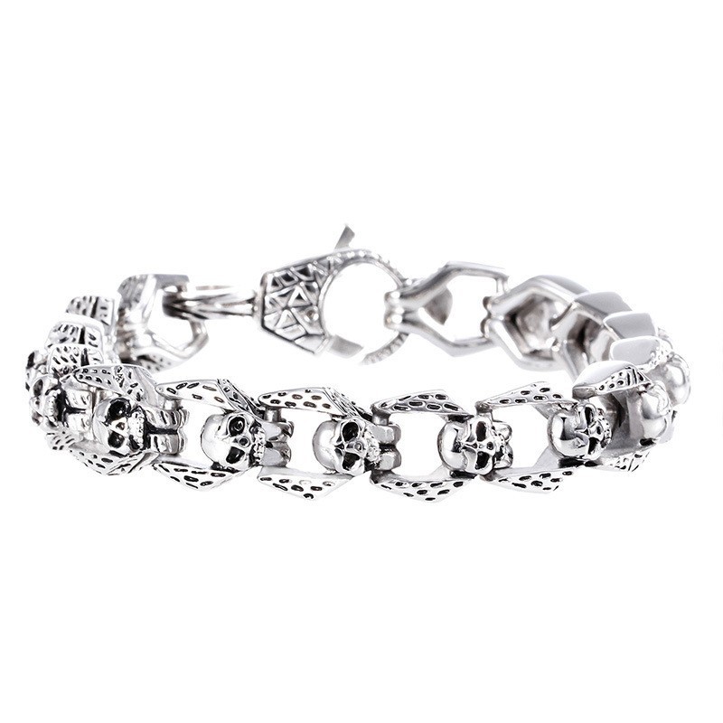 Mode Retro Wind Titan Skull Smycken Hip Hop Rock Herrarmband Mode Retro Wind Titan Skull Smycken Hip Hop Rock Herrarmband