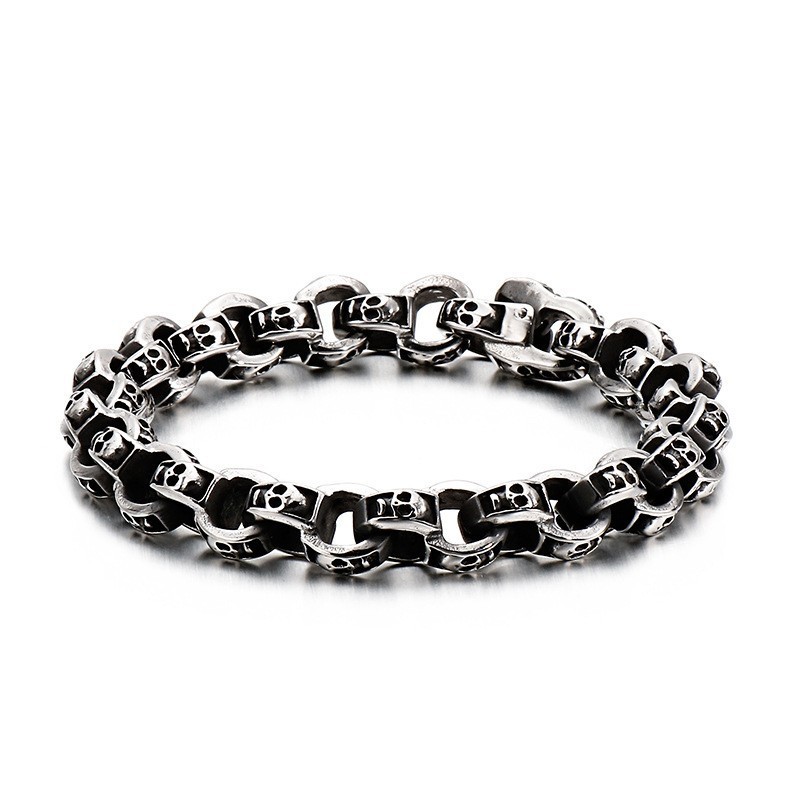 Titanskallearmband Chic Biker Spökarmband Titansmycken Titanskallearmband Chic Biker Spökarmband Titansmycken