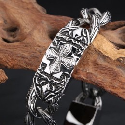 Mode Retro Hand Smycken Crosshair Mönster Titanarmband