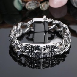 Mode Retro Hand Smycken Crosshair Mönster Titanarmband