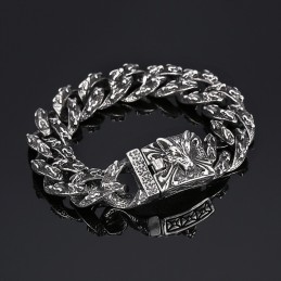 Retro Mode Svart Chic Stil Varghuvud Titanarmband För Herr