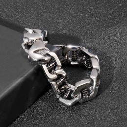 Chic Wind Hollow Dice Dot Hole Column Titanium Herrarmband