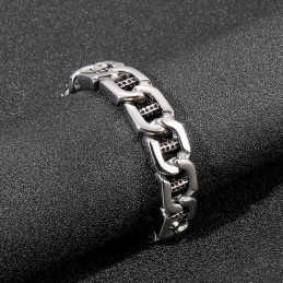 Chic Wind Hollow Dice Dot Hole Column Titanium Herrarmband