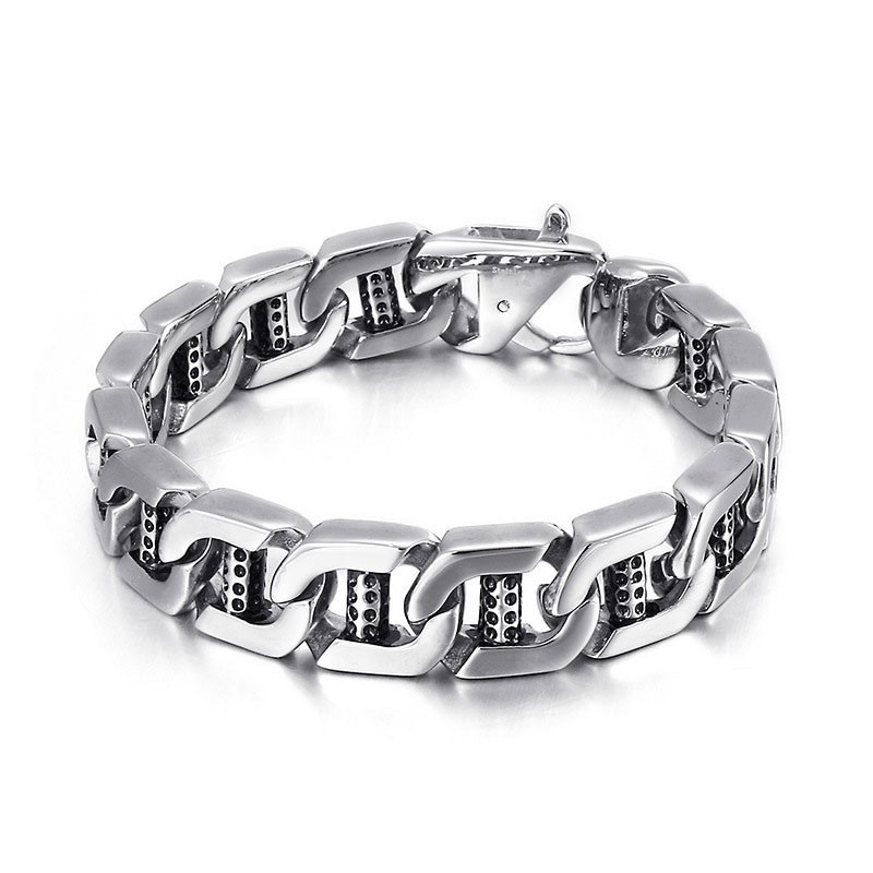 Chic Wind Hollow Dice Dot Hole Column Titanium Herrarmband Chic Wind Hollow Dice Dot Hole Column Titanium Herrarmband