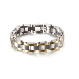 Kombination Av Kraftig Texturerad Titanarmband För Män