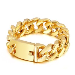 Förgyllda Mode Herrsmycken Hiphop-Stil Titanarmband Med Tjockt Spänne